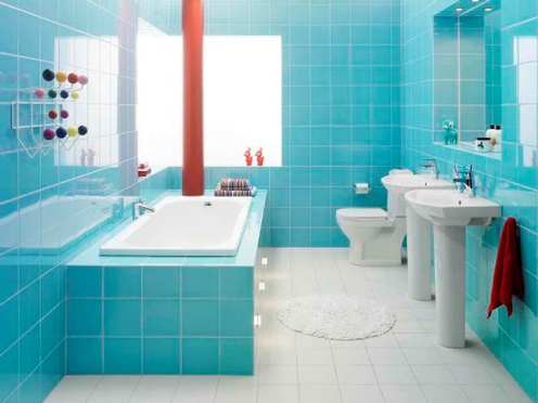 blue color bathroom