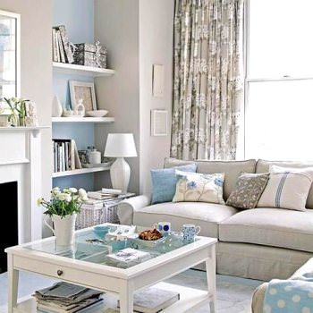 living room in pastel tones