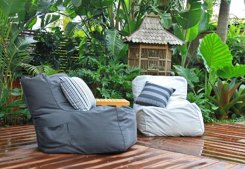 garden with textile decor