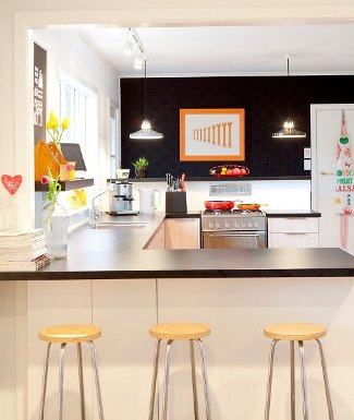 kitchen in black and white