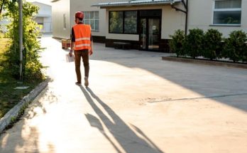 pouring concrete on property line